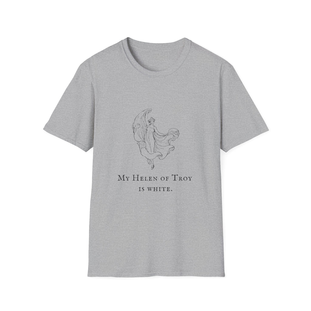 T-Shirt — Minimal Mystic Angel Illustration with 'My Helen of Troy is White' Quote