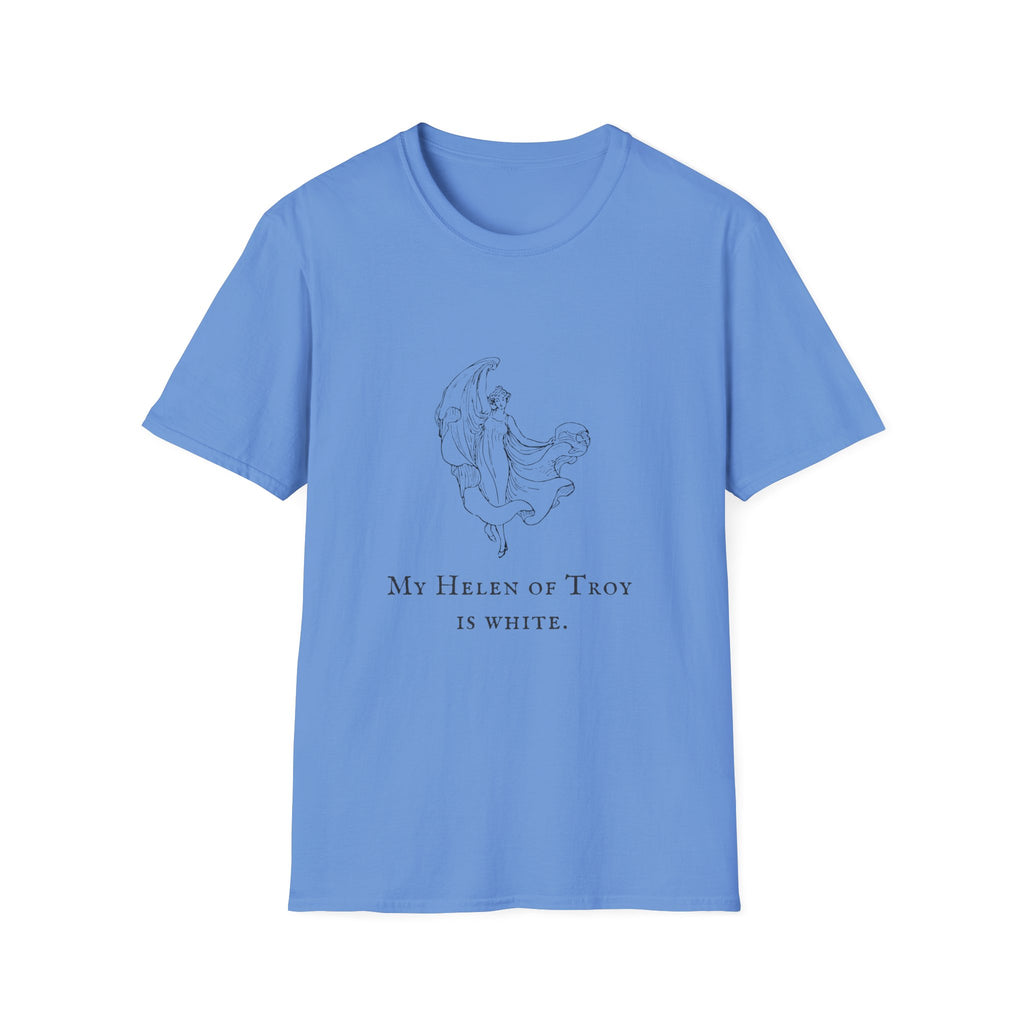 T-Shirt — Minimal Mystic Angel Illustration with 'My Helen of Troy is White' Quote