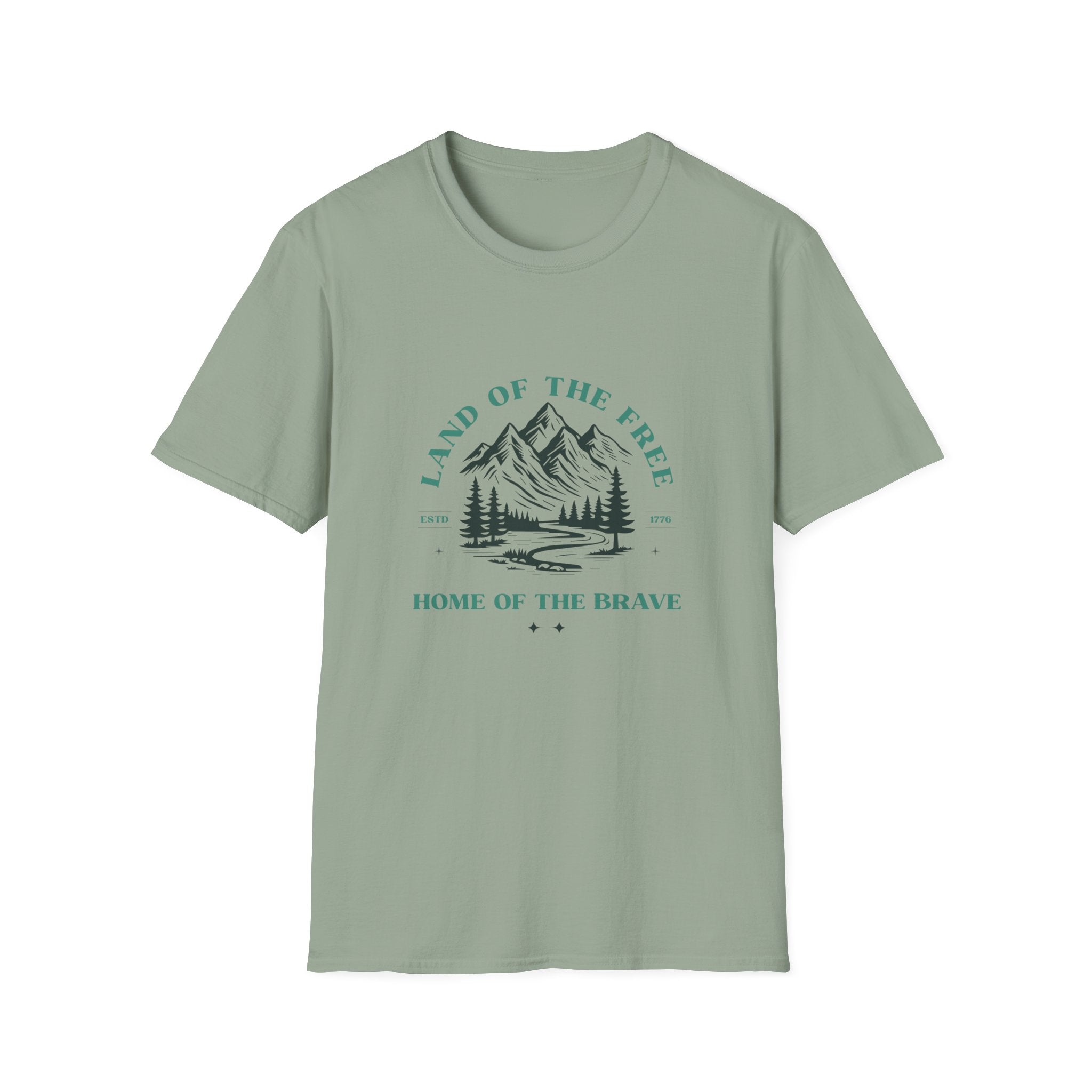 Land of the Free Mountain T-Shirt - Patriotic Outdoor Graphic Tee
