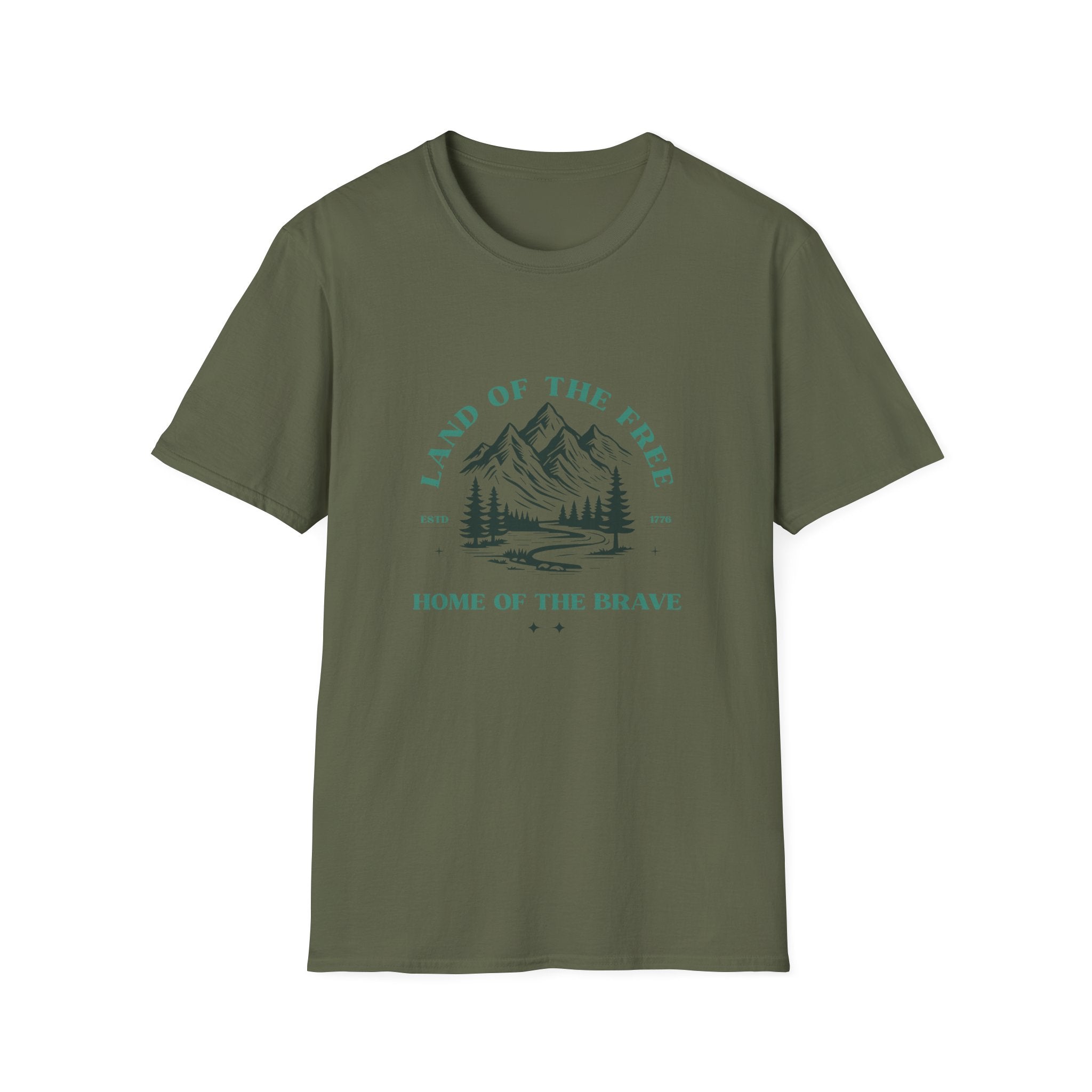 Land of the Free Mountain T-Shirt - Patriotic Outdoor Graphic Tee