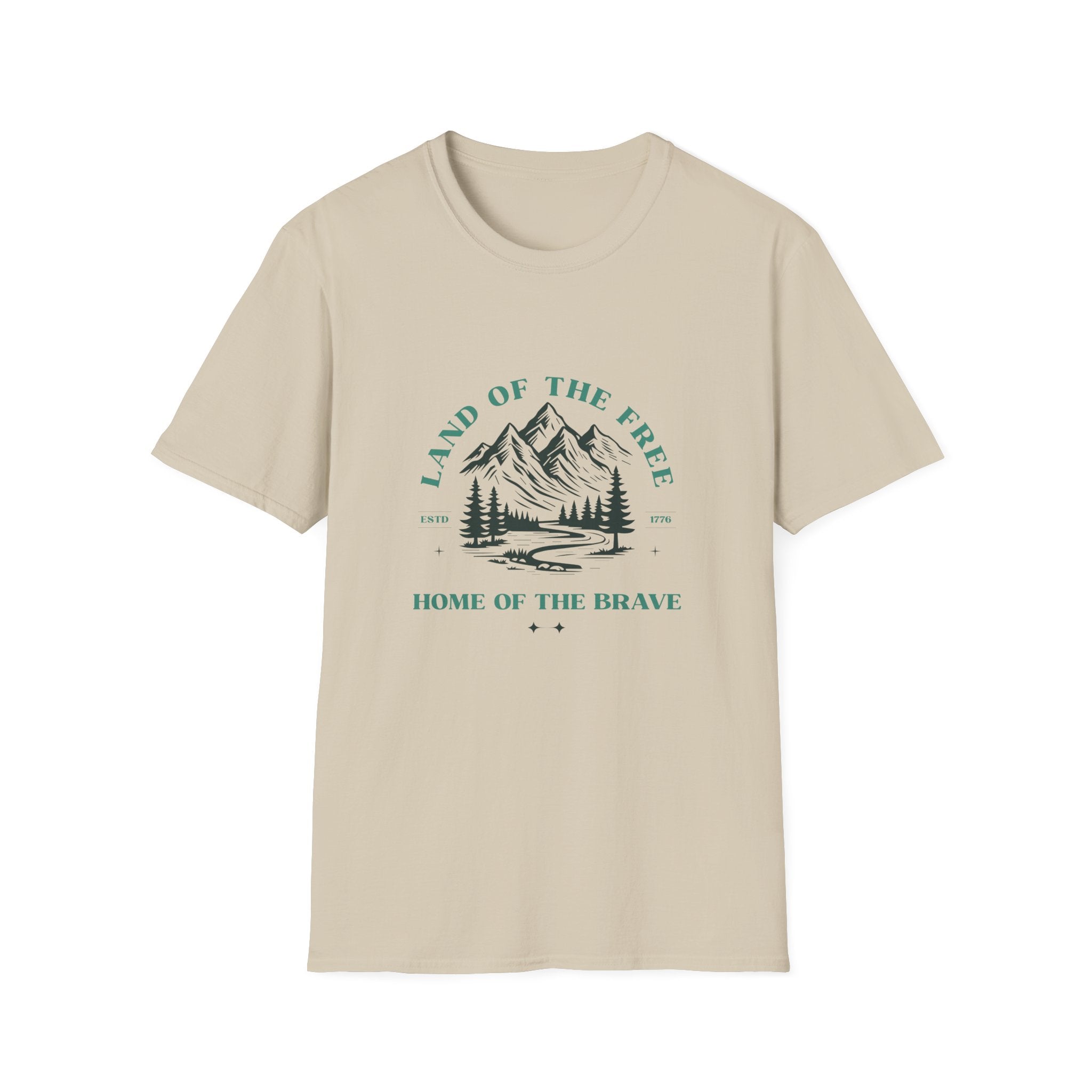 Land of the Free Mountain T-Shirt - Patriotic Outdoor Graphic Tee
