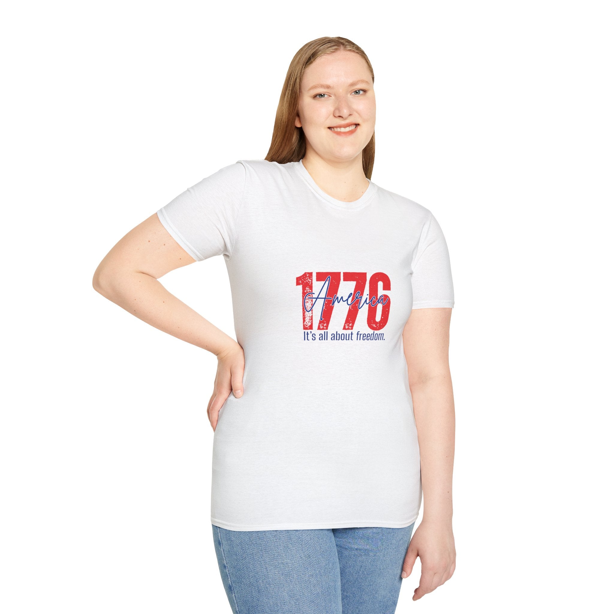 1776 America T-Shirt — Patriotic Fourth of July Tee (“It’s all about freedom”)