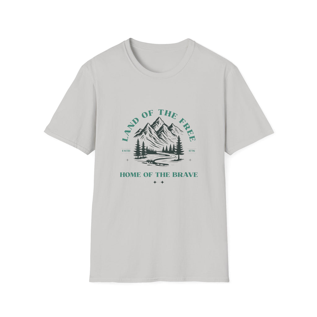Land of the Free Mountain T-Shirt - Patriotic Outdoor Graphic Tee