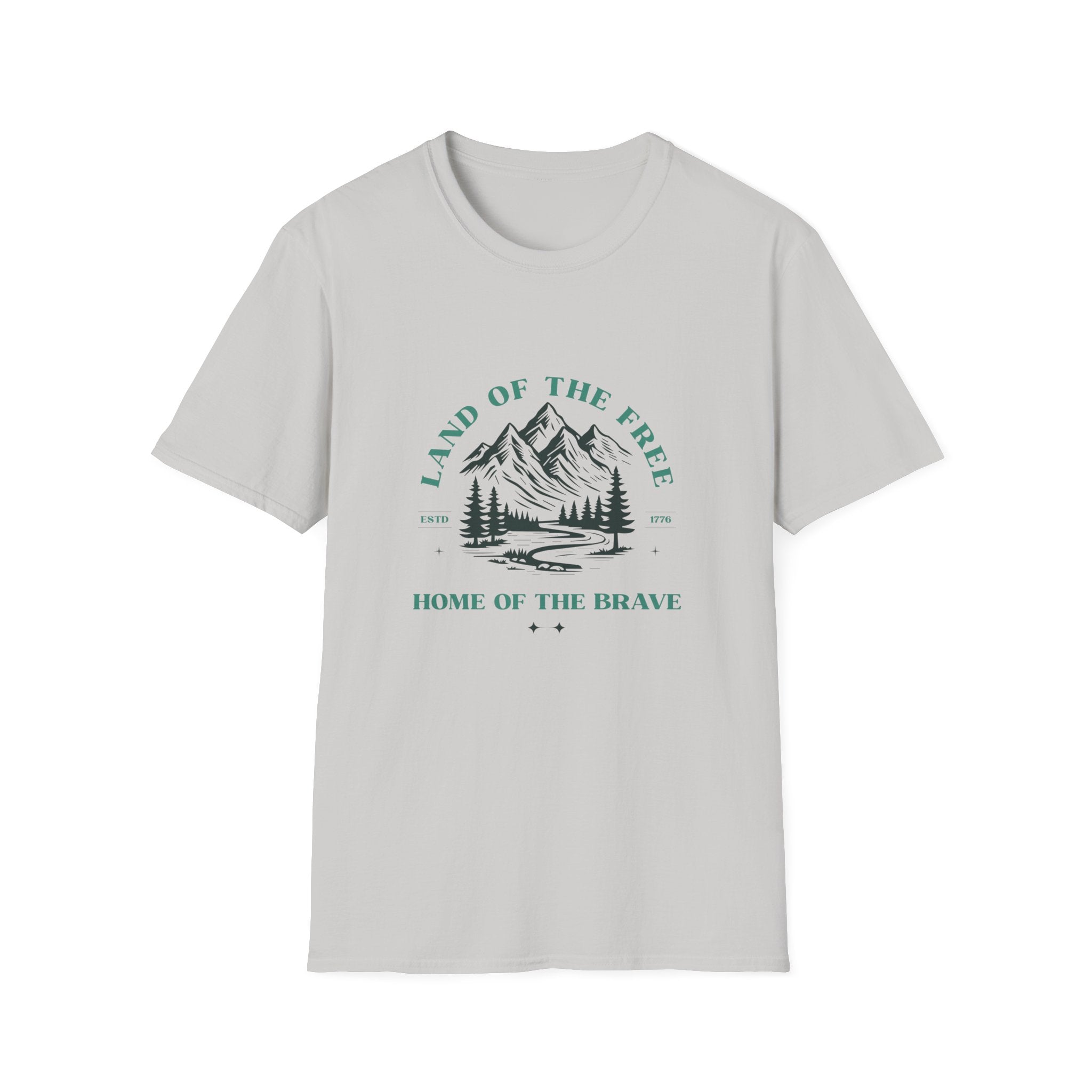 Land of the Free Mountain T-Shirt - Patriotic Outdoor Graphic Tee