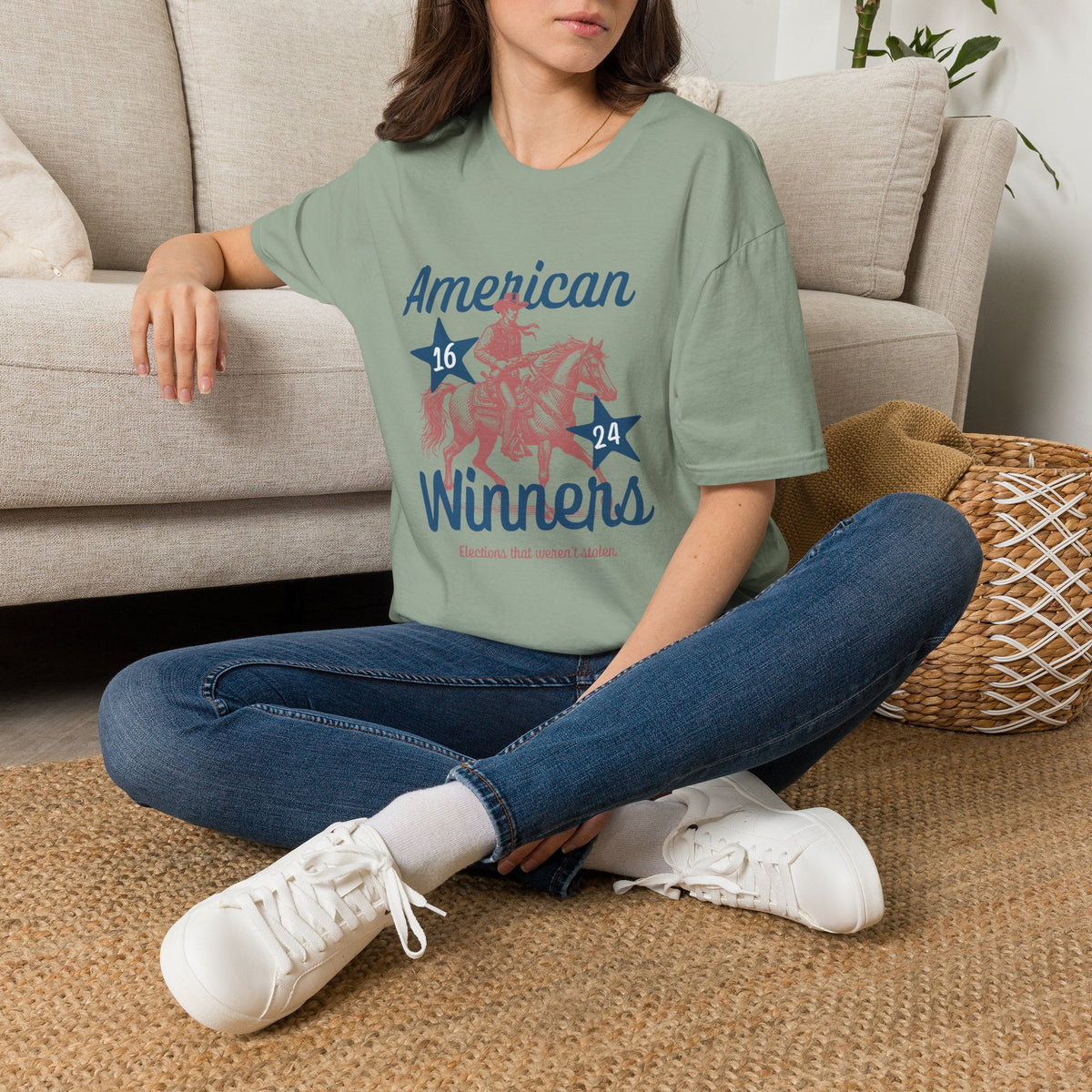 American Winners T-Shirt — Patriotic MAGA Cowboy Horse Graphic
