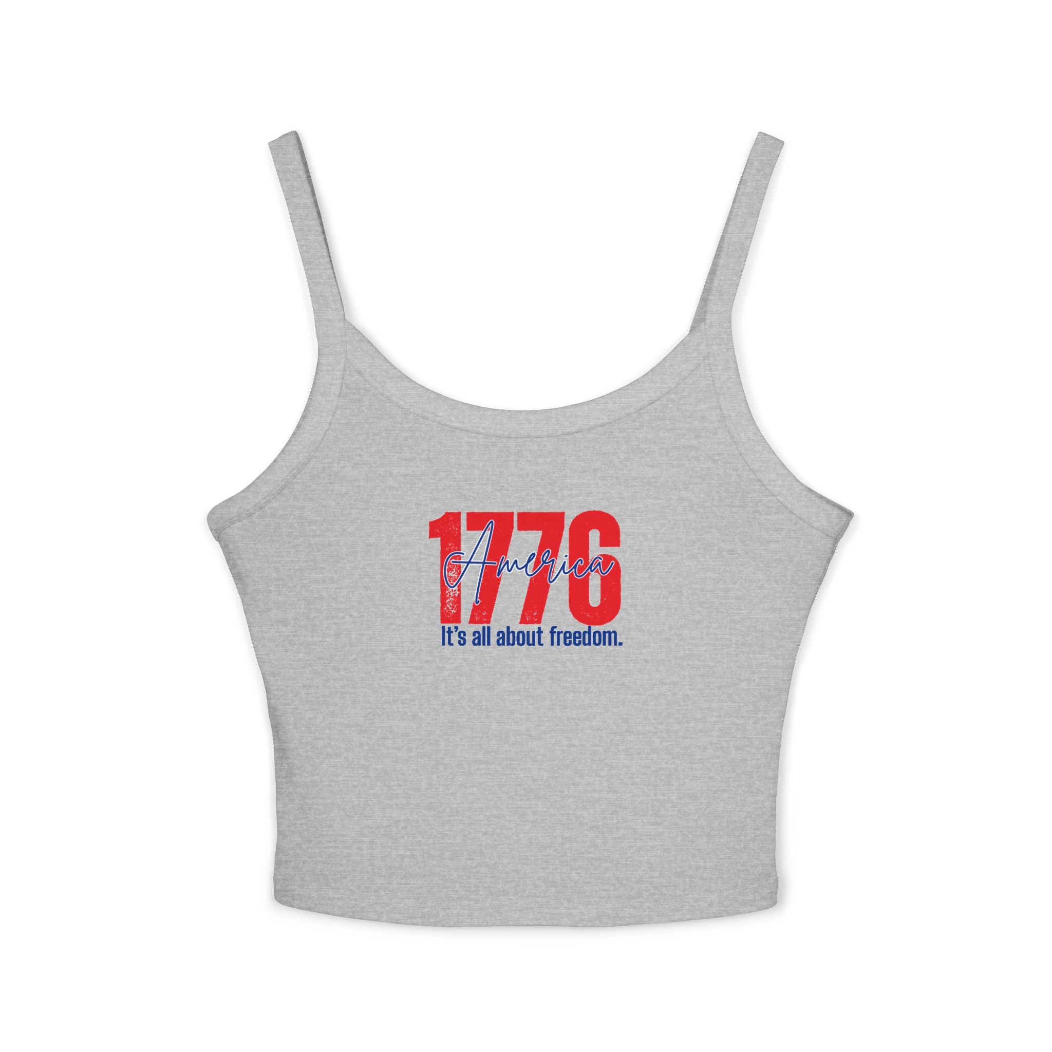 1776 Patriotic Crop Tank – "It's All About Freedom" Women’s Spaghetti Strap Top