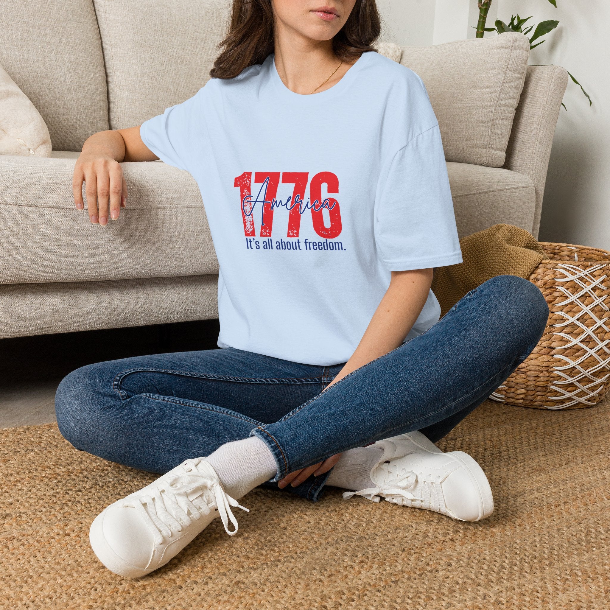 1776 America T-Shirt — Patriotic Fourth of July Tee (“It’s all about freedom”)