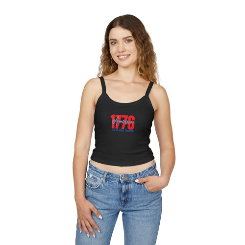 1776 Patriotic Crop Tank – "It's All About Freedom" Women’s Spaghetti Strap Top