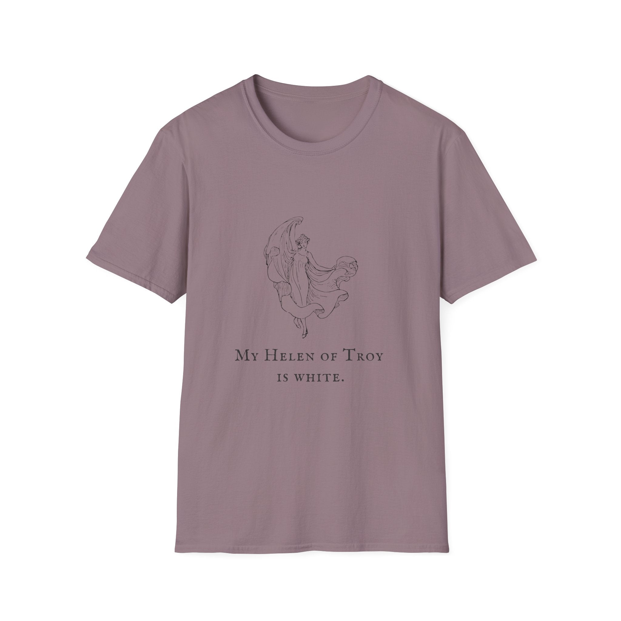 T-Shirt — Minimal Mystic Angel Illustration with 'My Helen of Troy is White' Quote