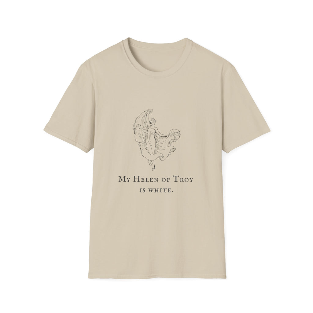 T-Shirt — Minimal Mystic Angel Illustration with 'My Helen of Troy is White' Quote