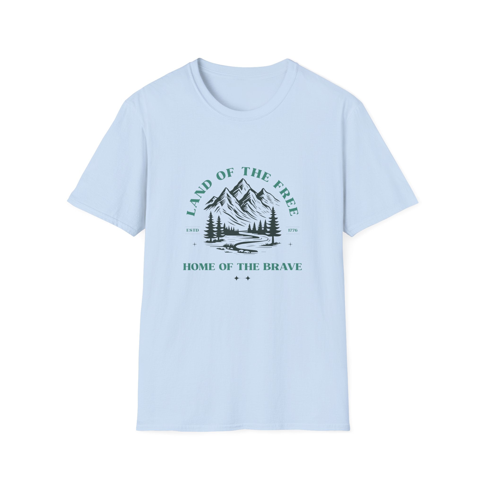 Land of the Free Mountain T-Shirt - Patriotic Outdoor Graphic Tee